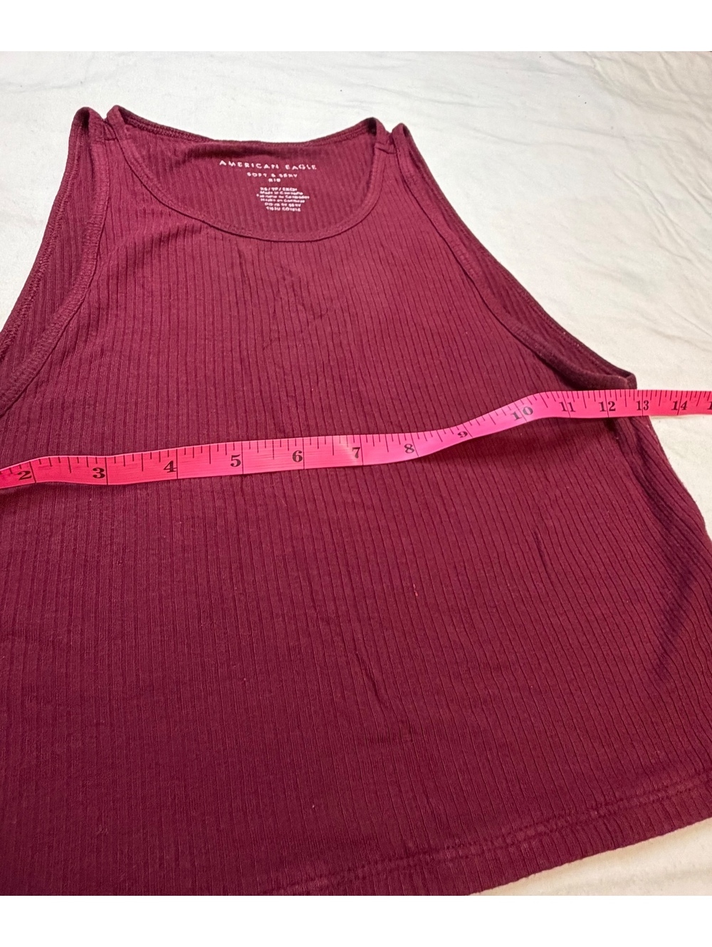 AE Soft and Sexy Maroon High Neck Ribbed Cropped Tank XS - Picture 2 of 6